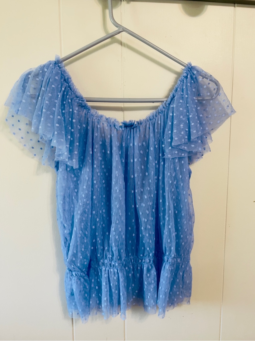 Lotta Stensson Sheer Swiss Dot Fairy Flutter Sleeves blouse